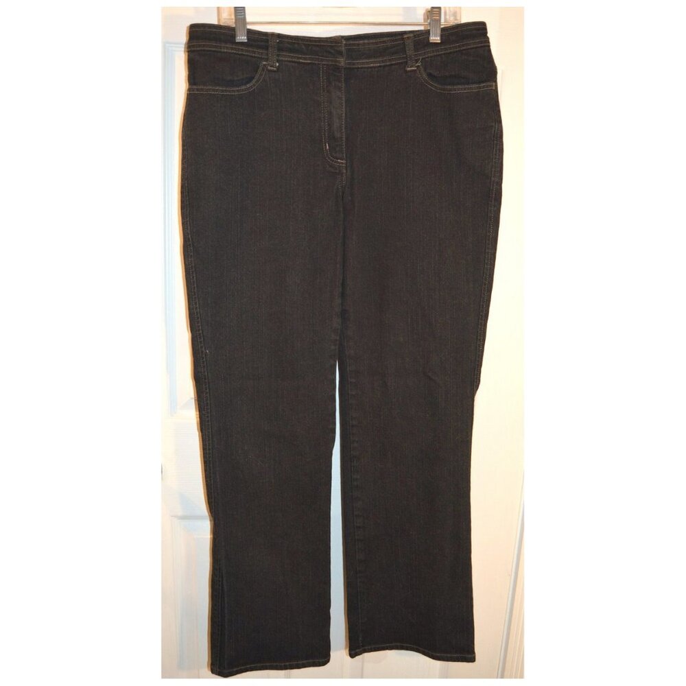Chico's Platinum Women's Blue Jeans Slacks Pants Sz 2 Reg Dark Wash Straight Leg